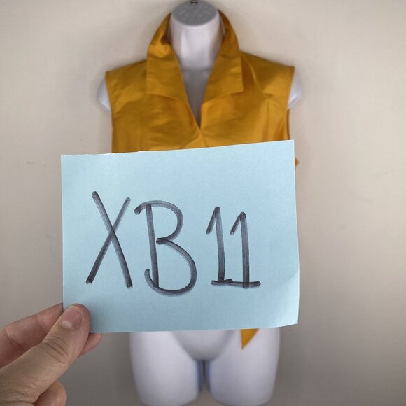 Coldwater Creek Womans Wrap Top Size M Petite Yellow Silk Sleeveless Tie Detail - Picture 12 of 12